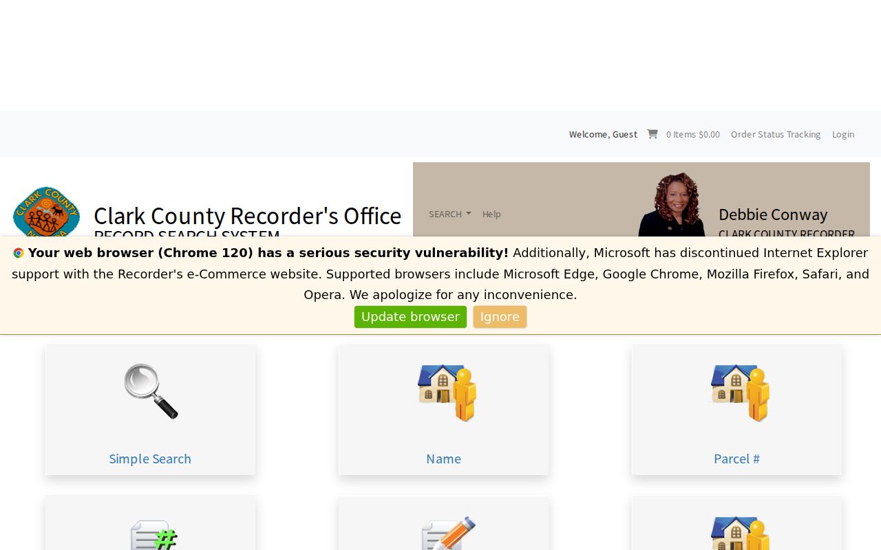 Henderson people search in the Clark County official-record index