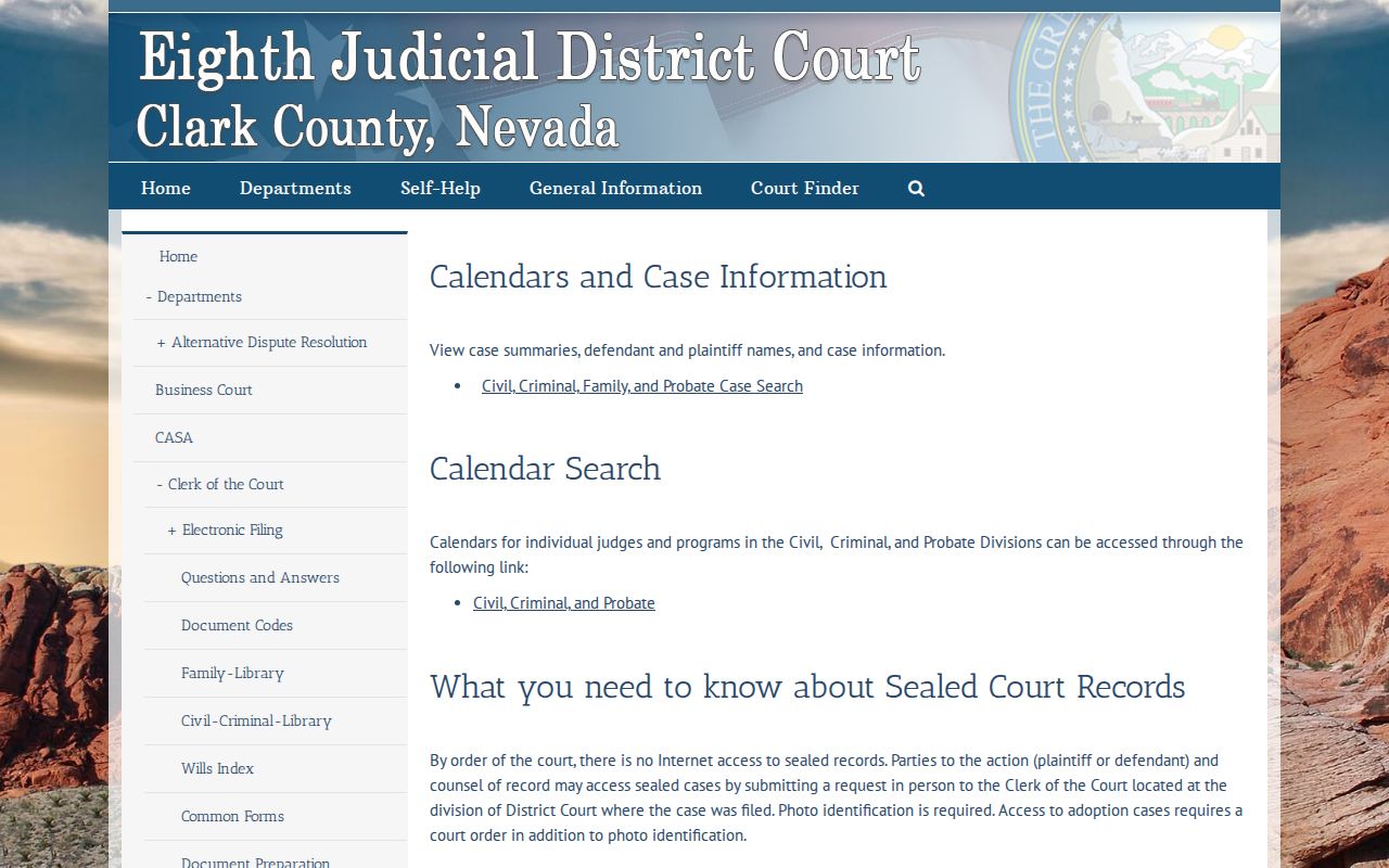 Henderson people search through District Court case and calendar records