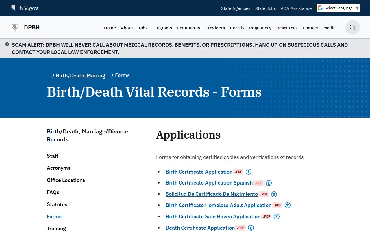 Henderson vital records access through Nevada applications