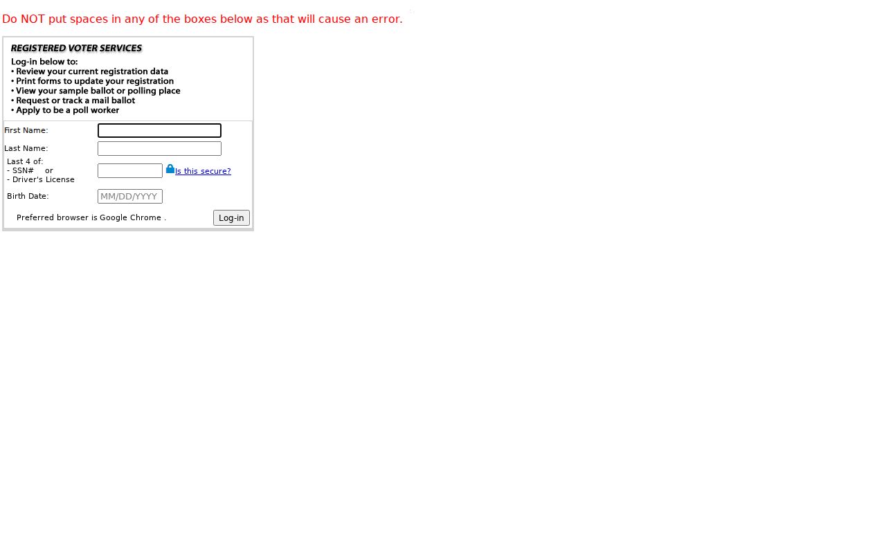 Henderson voter registration lookup identity login fields